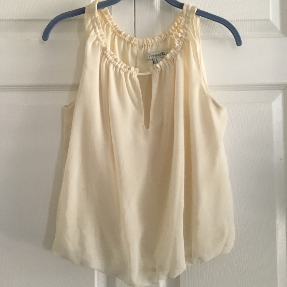 Cream bubble hem blouse
